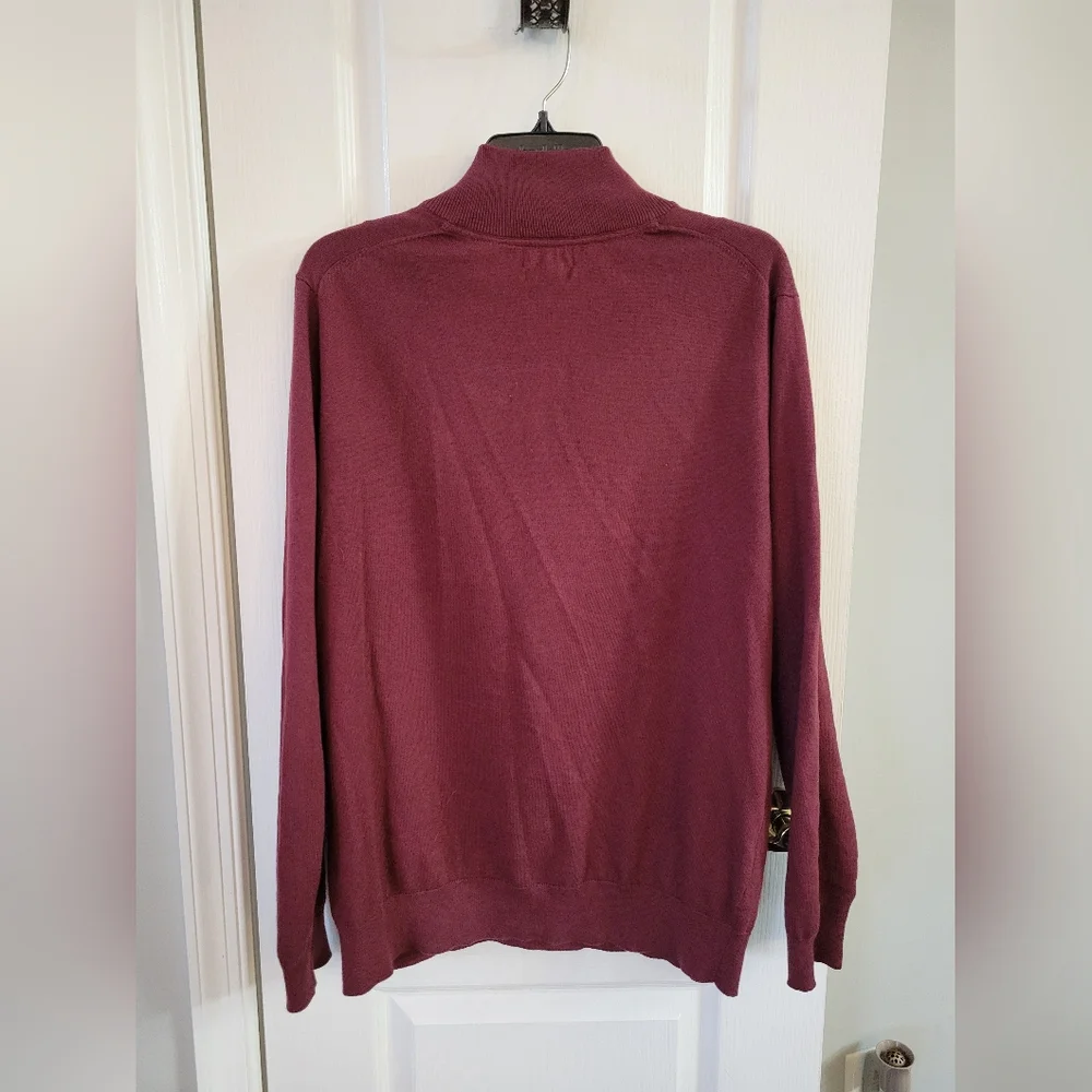 Daniel Hechter Paris Quarter-Zip Sweater Cotton Cashmere Blend Large Burgundy